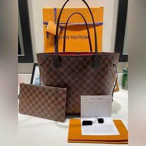 LOUIS VUITTON NEVERFULL MM - DAMIER EBENE/ CHERRY